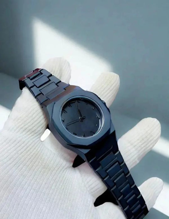 Men's Full Black Aura Quartz Watch | Durable Matte Black Aura Watch
